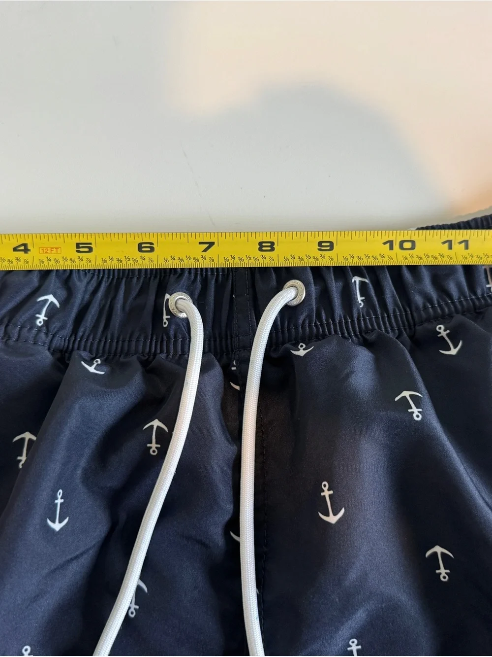 Nautica Navy Swim Trunks with White Anchor Print